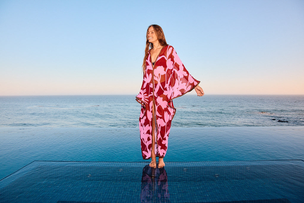 JAYA KAFTAN - RED WINE PINK DELIGHT - eywasouls